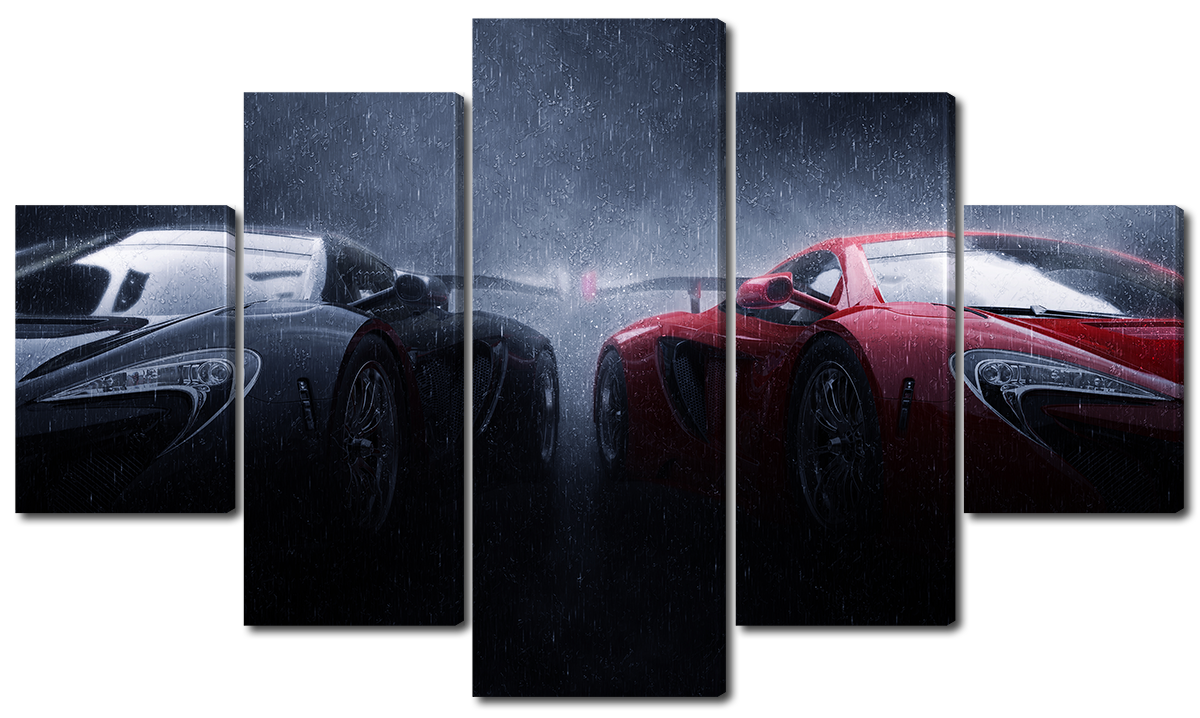 

Модульная картина Interno Холст Черный и красный автомобили 123х69см