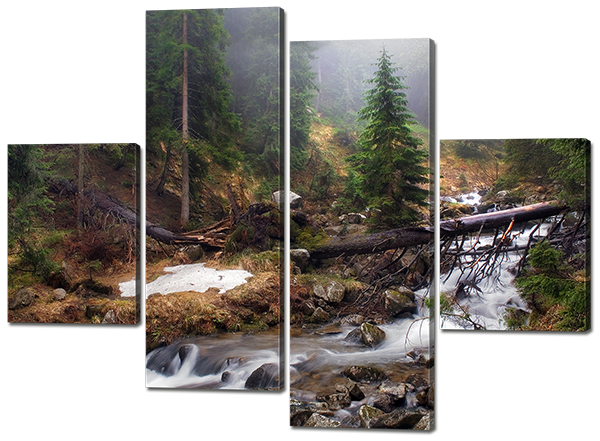 

Модульная картина Interno Искусственный холст Пороги тайги 166x123см