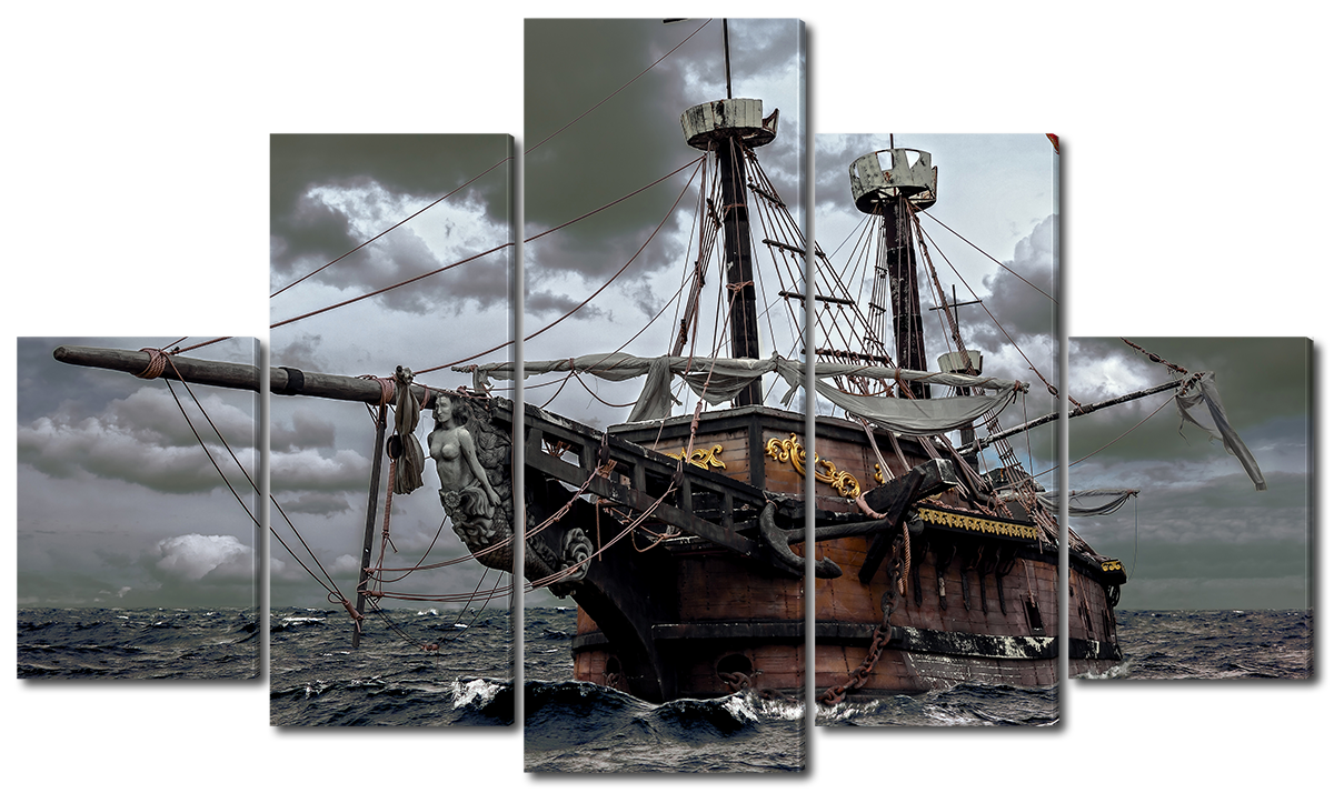 

Модульная картина Interno Эко кожа Пиратская шхуна 123х69см