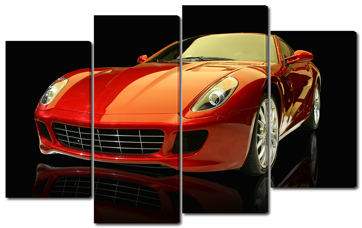 

Модульная картина Interno Эко кожа Красный спорт кар 140x89см