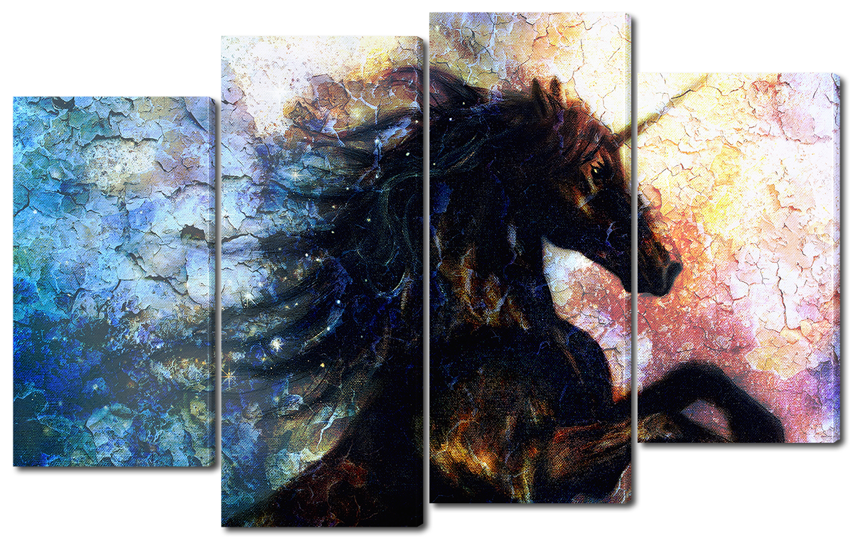 

Модульная картина Interno Эко кожа Единорог 140x89см