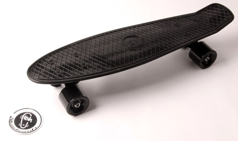 

Скейт Penny Board "Fish" Черный цвет. Матовые колеса