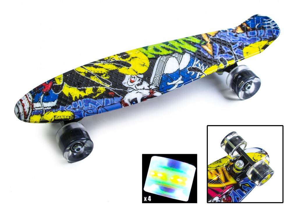 

Скейт Penny Board "Cool Draft" Joker Светящиеся колеса