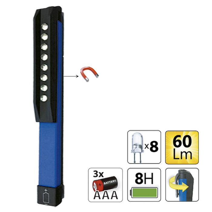 

Ліхтарик з магнітною вставкою JBM (8LED/60Lm/3xAAA) (52582)