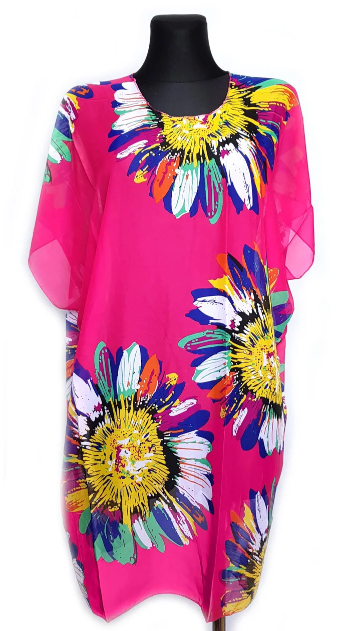

Пляжная шифоновая туника Fashion Альмерия One Size 95*83 см малиновый 525 -33