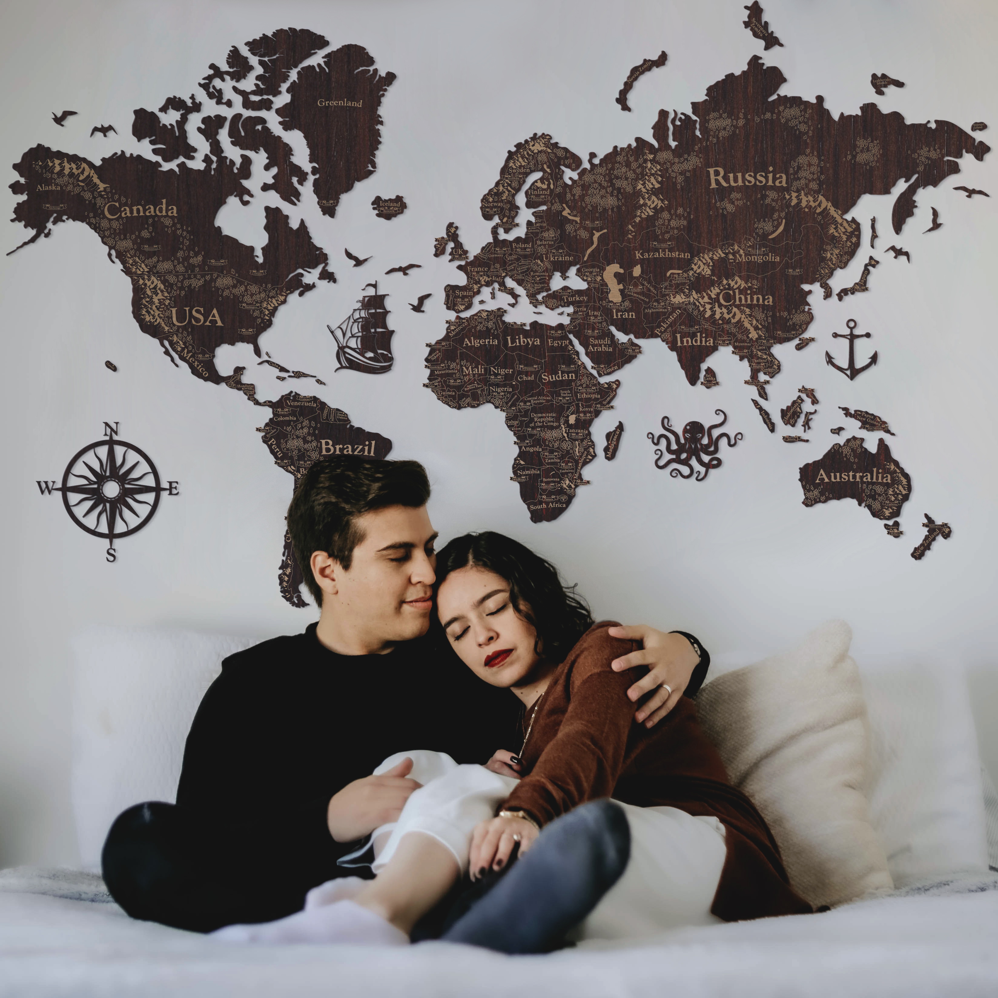 

Декор на стену Карта мира PERFECT WORLD 150х90 см LIKEWOOD темный орех