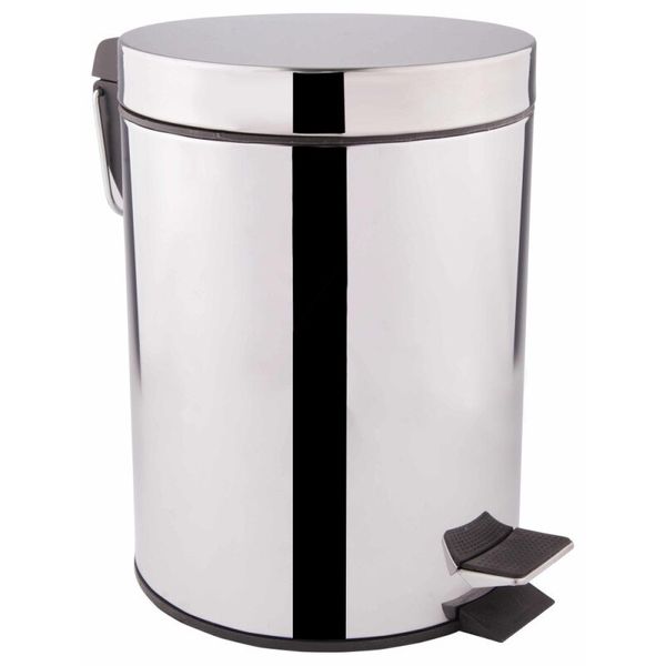 

Мусорное ведро с крышкой и педалью Q-TAP хром LIBERTY круглое 5 л QTLIBCRM1149