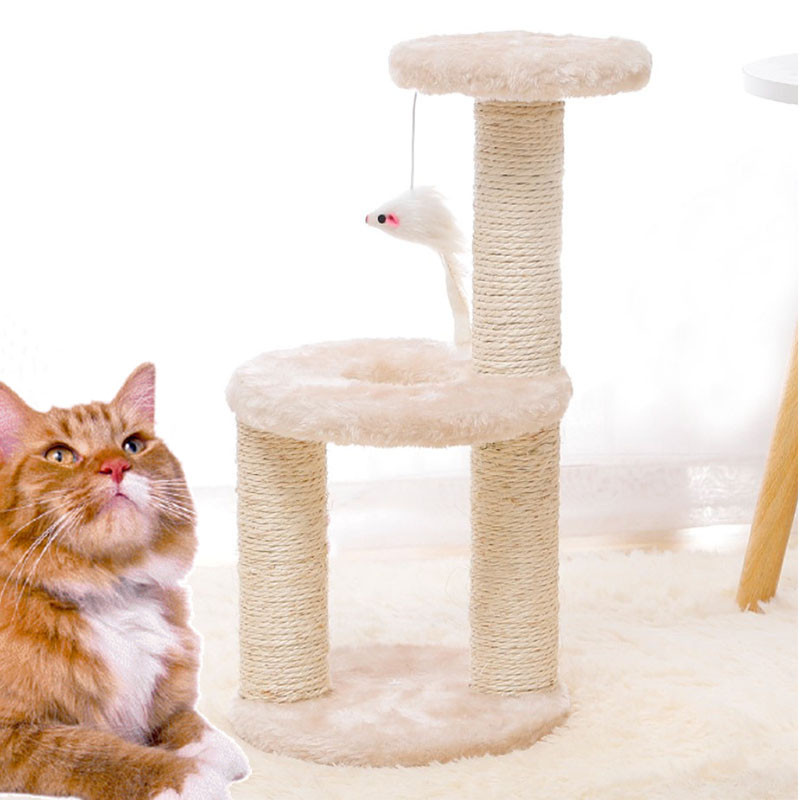 

Когтеточка для кота с полками и игрушкой Taotaopets 0072203 Beige дряпка