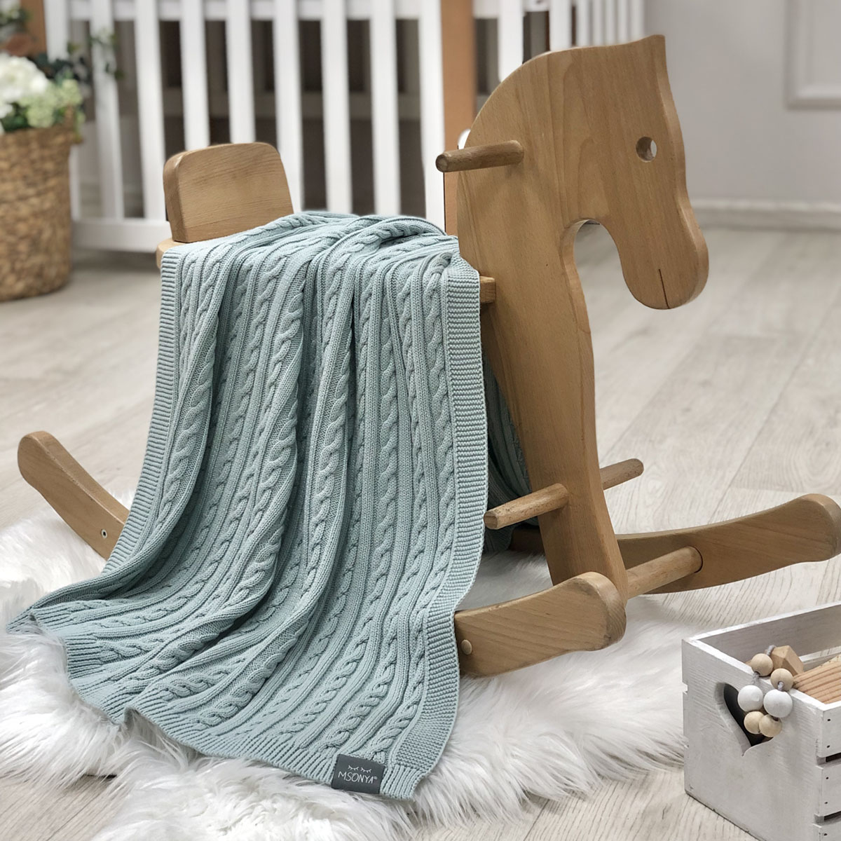 

Плед детский Косы Размер 80х100 см мята