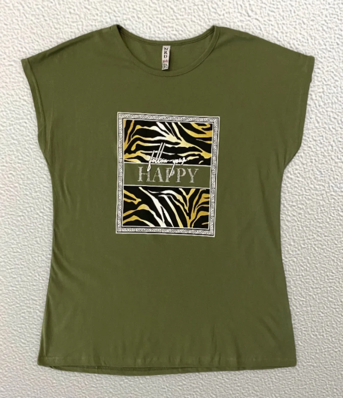 

Жіноча Футболка HAZARD Квадрат Happy хакі Батал 211074 (3XL (54))