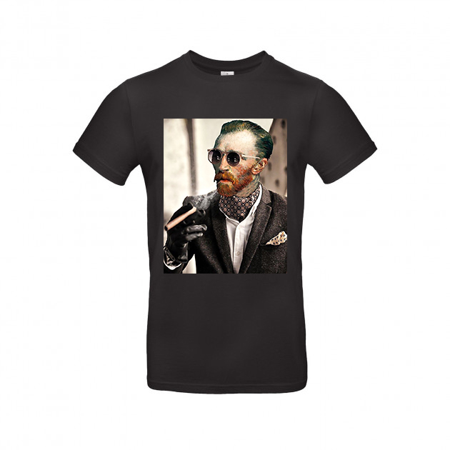 

Футболка Dali's Mustache clothes с принтом Ван Гог с сигарой Женская Чёрная L