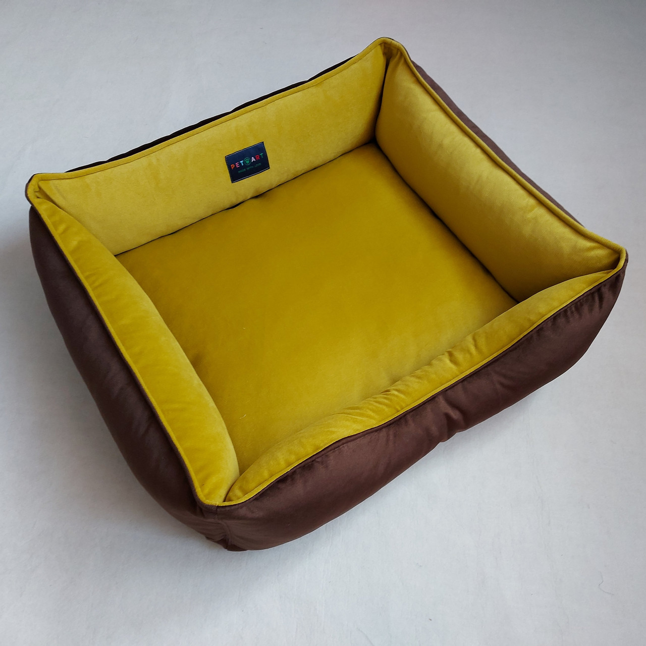

Лежак двусторонний PET-ART sleeper размер по дну 60x70 двухцветный горчично- шоколадный