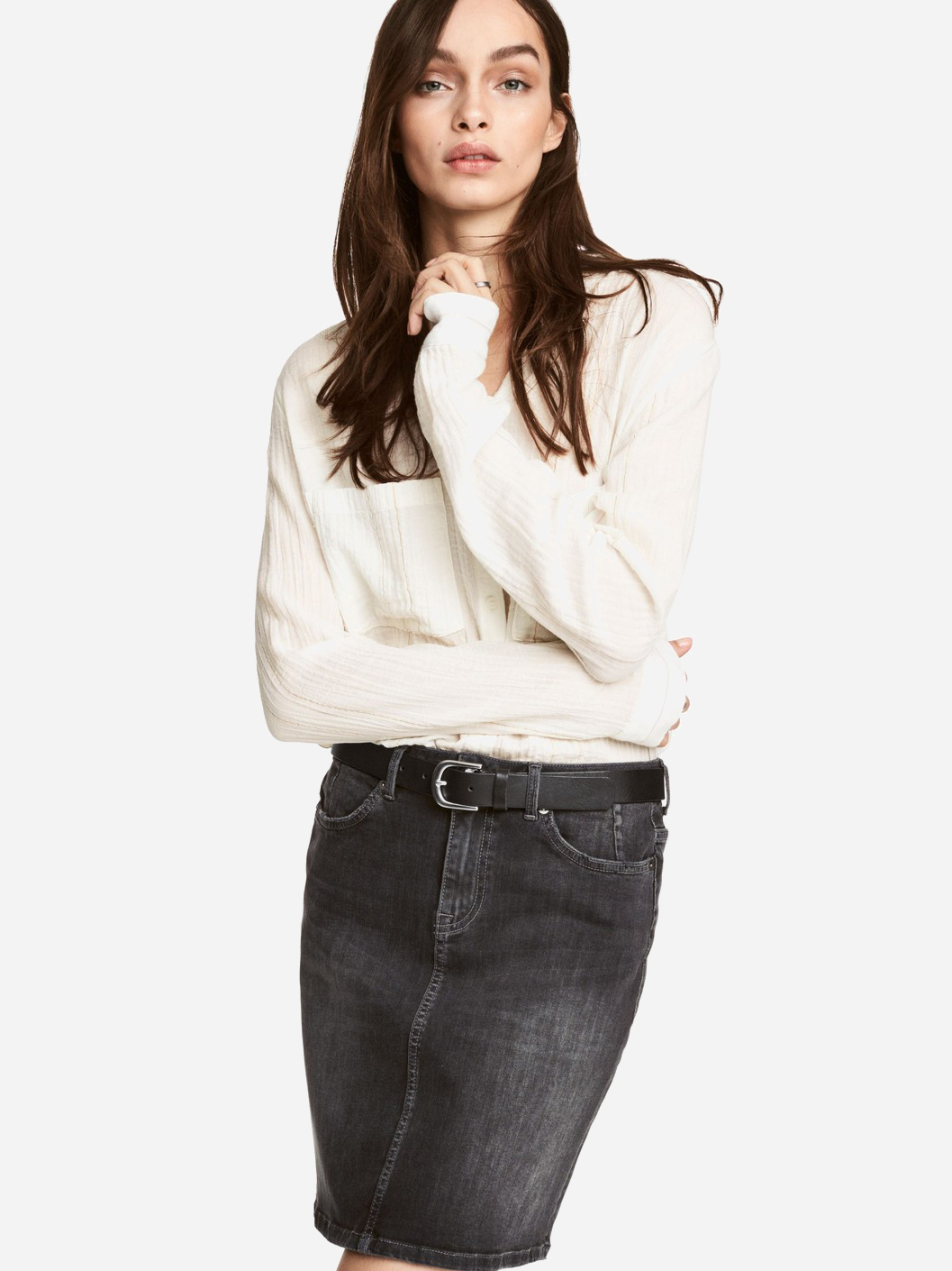 

Рубашка H&M 0480145_золот. полоска 44 Белая