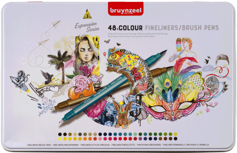 

Набор линеров-кистей Bruynzeel Brushpen двусторонние 48 цветов (8712079454395)