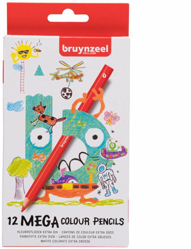 

Набор детских цветных карандашей Bruynzeel Mega Colour толстые в картонной коробке 12 шт (8712079434441)