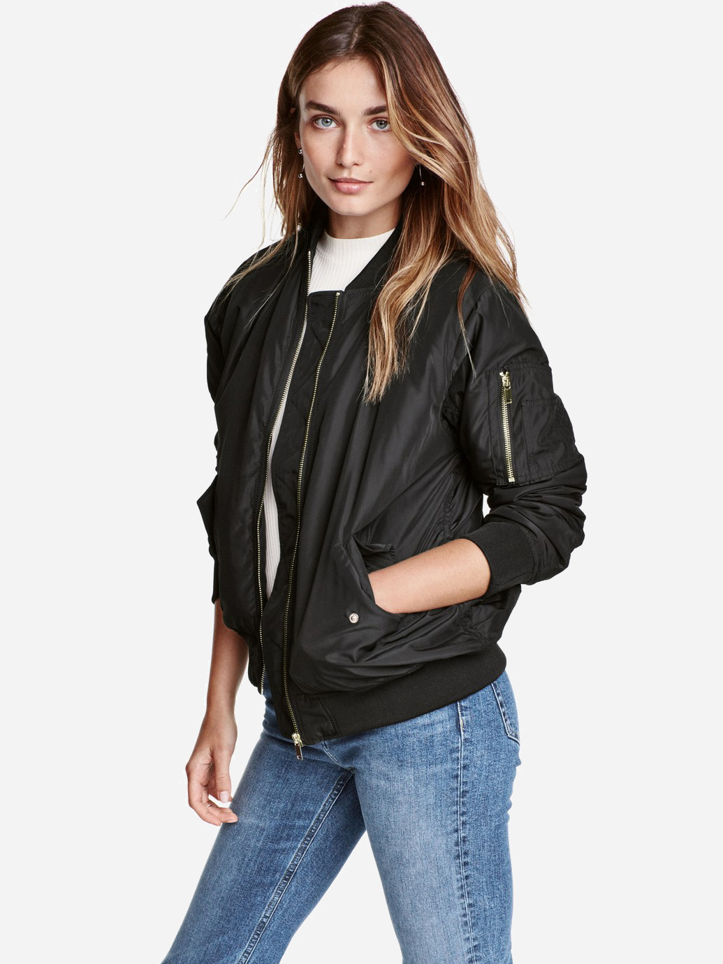 

Бомбер H&M 0427951_черн 34 Черный