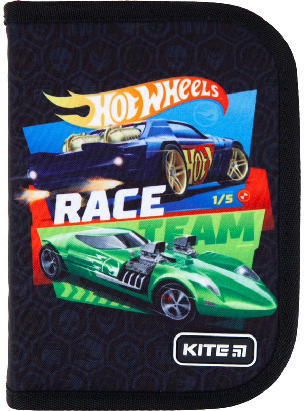 

Пенал без наполнения Kite Education Hot Wheels 1 отделение 2 отворота Черный (HW21-622)