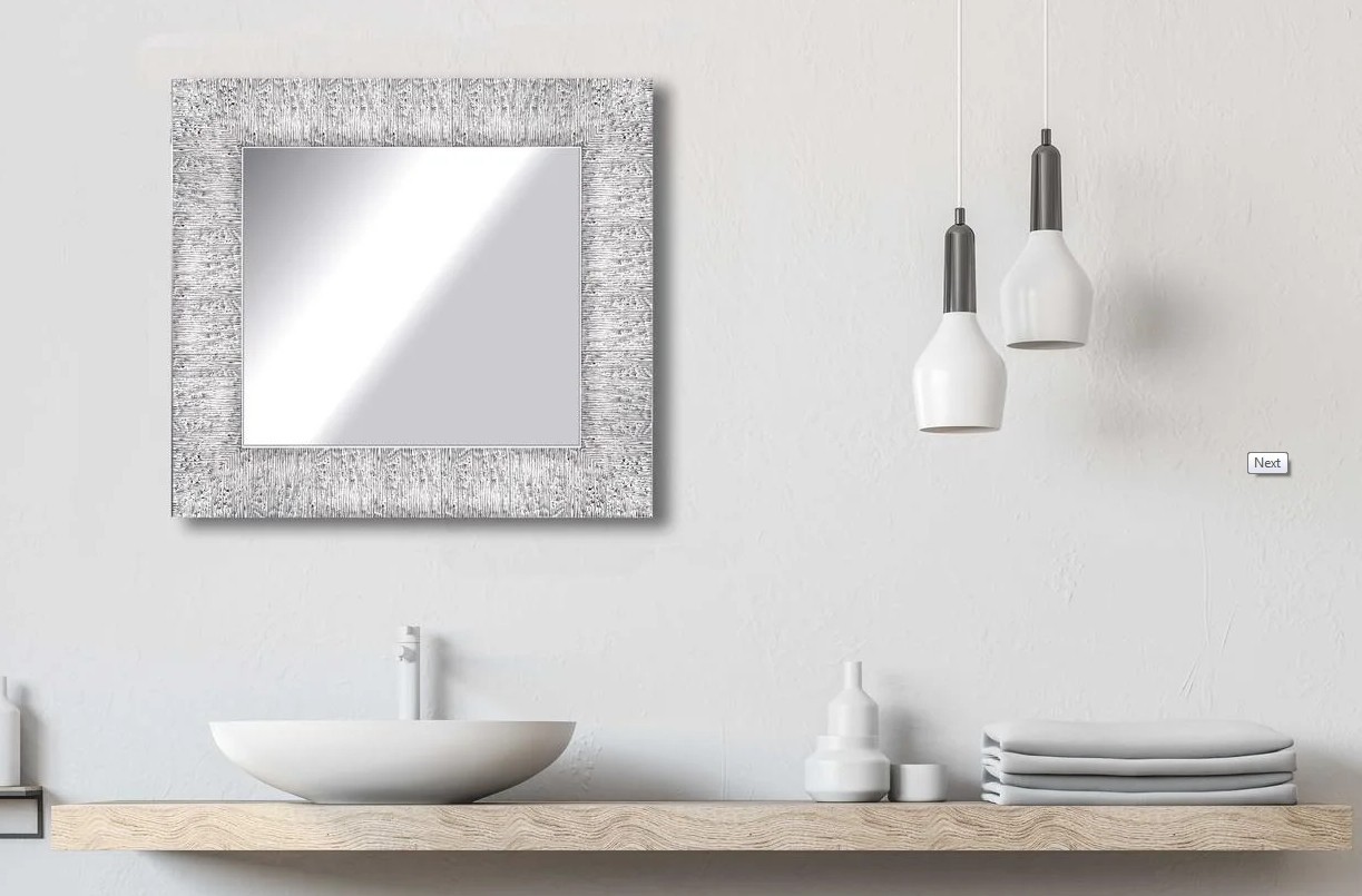 

Зеркало в раме настенное в ванную DecorFrom Textured silver 50х50 см серебро