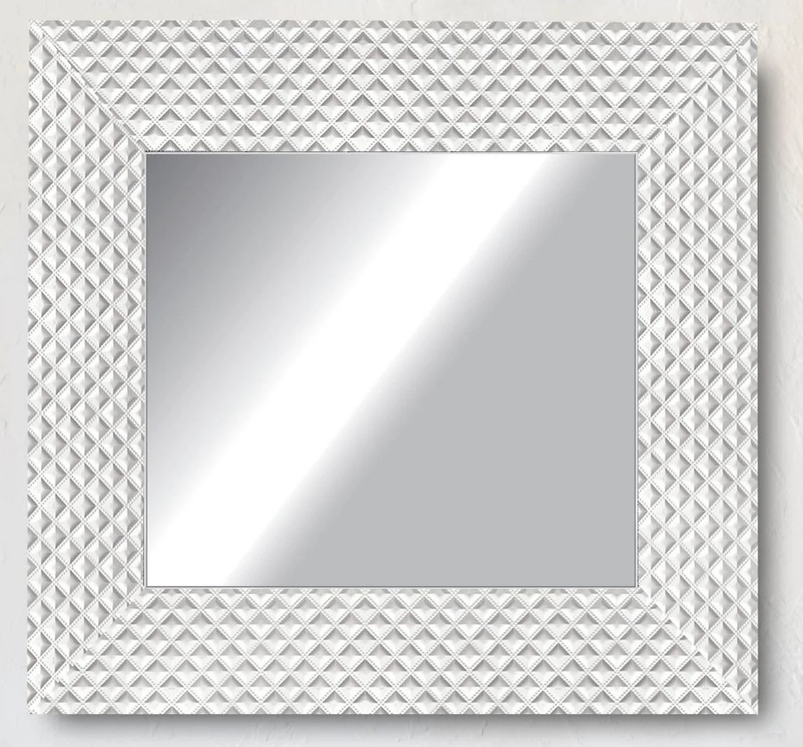 

Зеркало в раме настенное в ванную DecorFrom White square 50х50 см белое