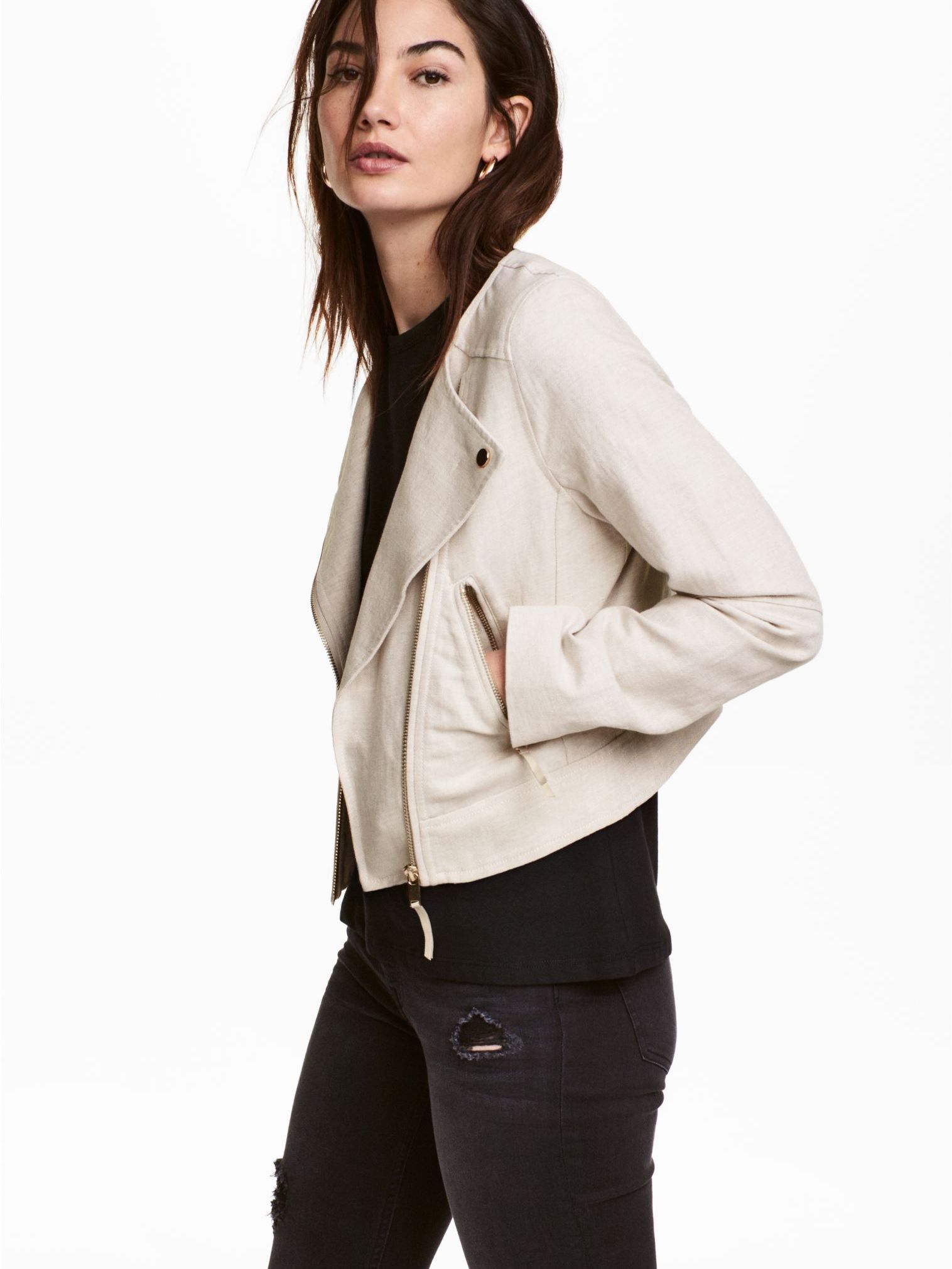 

Джинсовая куртка H&M 4843945 42 Белая с бежевым