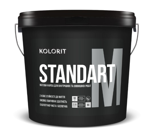 

Строительная краска для внутренних и наружных работ Kolorit STANDART M 4,5 л Белая