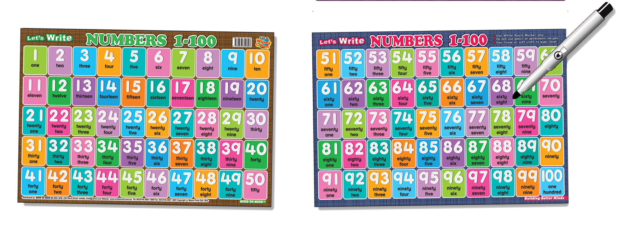 

Writing Boards: Let's Write Numbers 1-100 - - 978-967-331-032-6