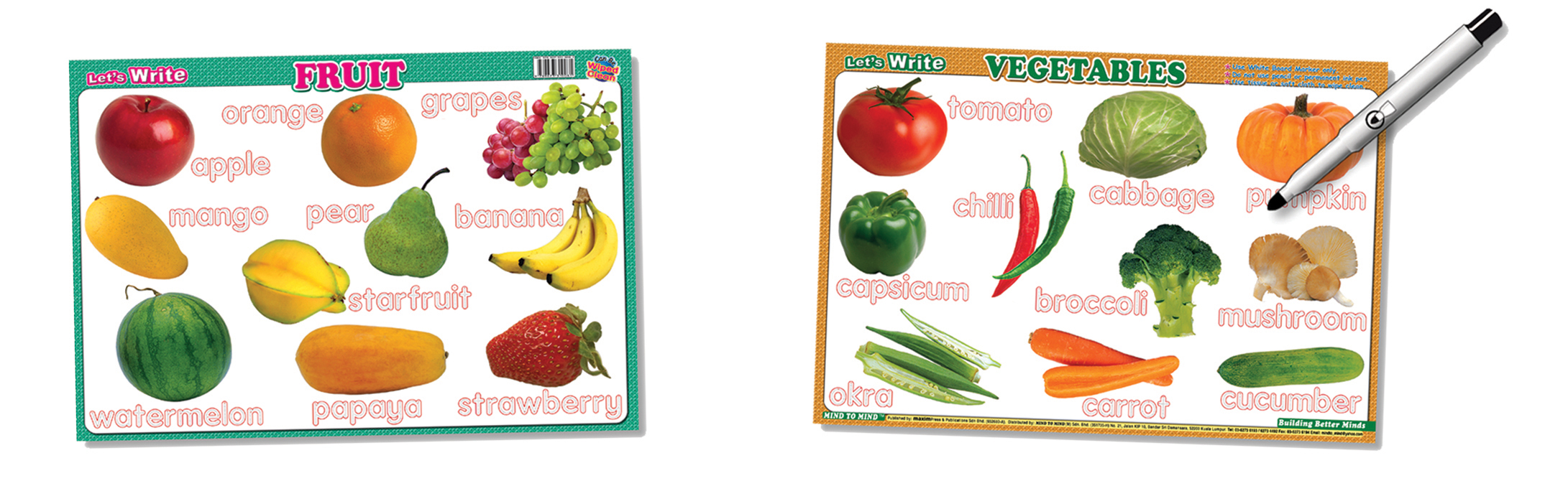 

Writing Boards: Let's Write Fruits & Vegetables - - 978-967-331-008-1