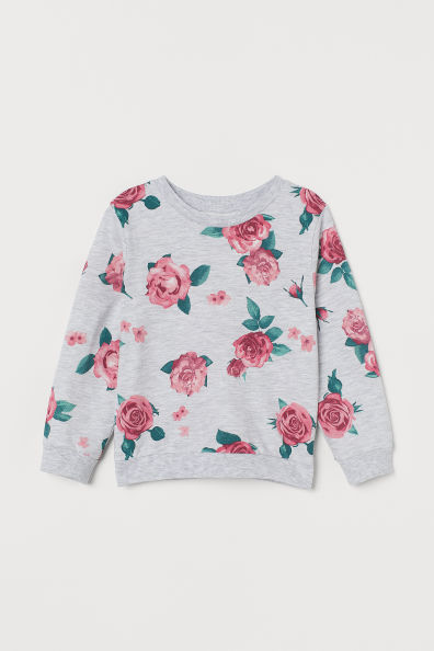 

Cвитшот с цветочным принтом H&M Р59024 122-128 см Серый меланж (P-100563)