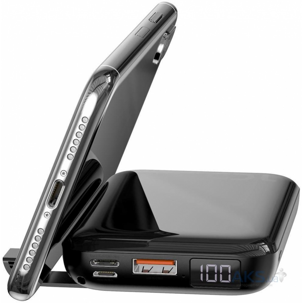

Портативное беспроводное зарядное устройство BASEUS Mini S Bracket 10000mAh 18W with wireless charger Black