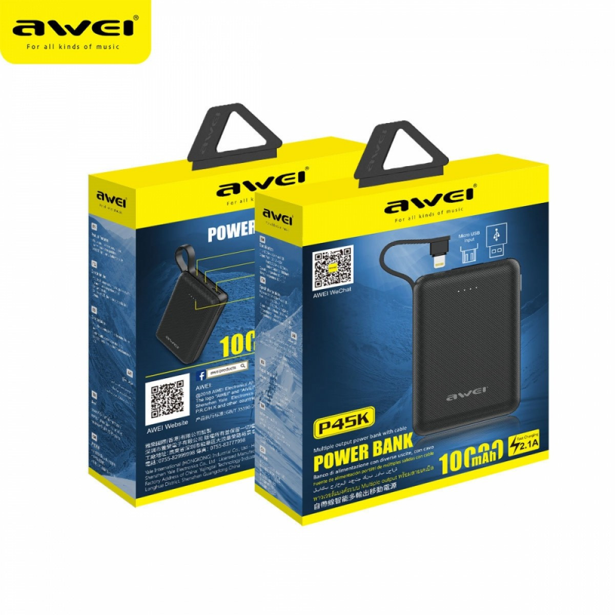 

Портативное зарядное устройство Awei P45k 10000mAh Black