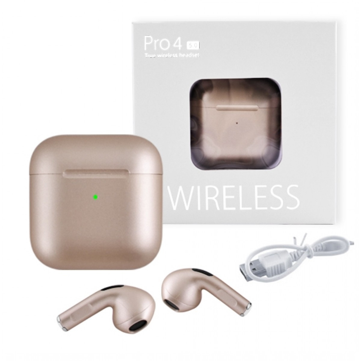 

Наушники Bluetooth Pro 4 Wireless с кейсом gold
