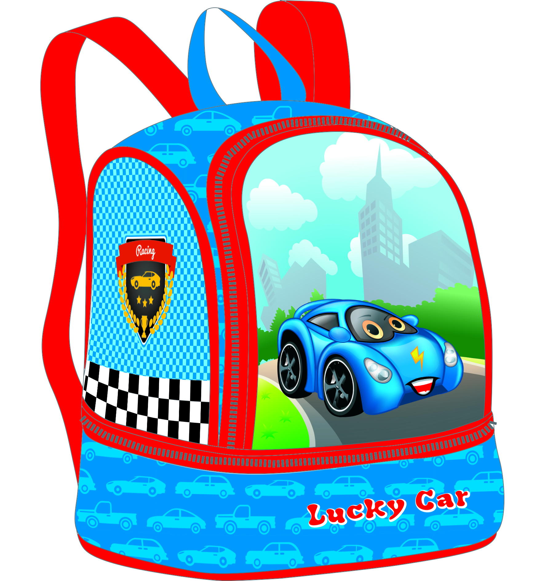 

Ранец дошкольный Cool For School Lucky Car 24х20х12 см 6-15 л голубой (CF86213)
