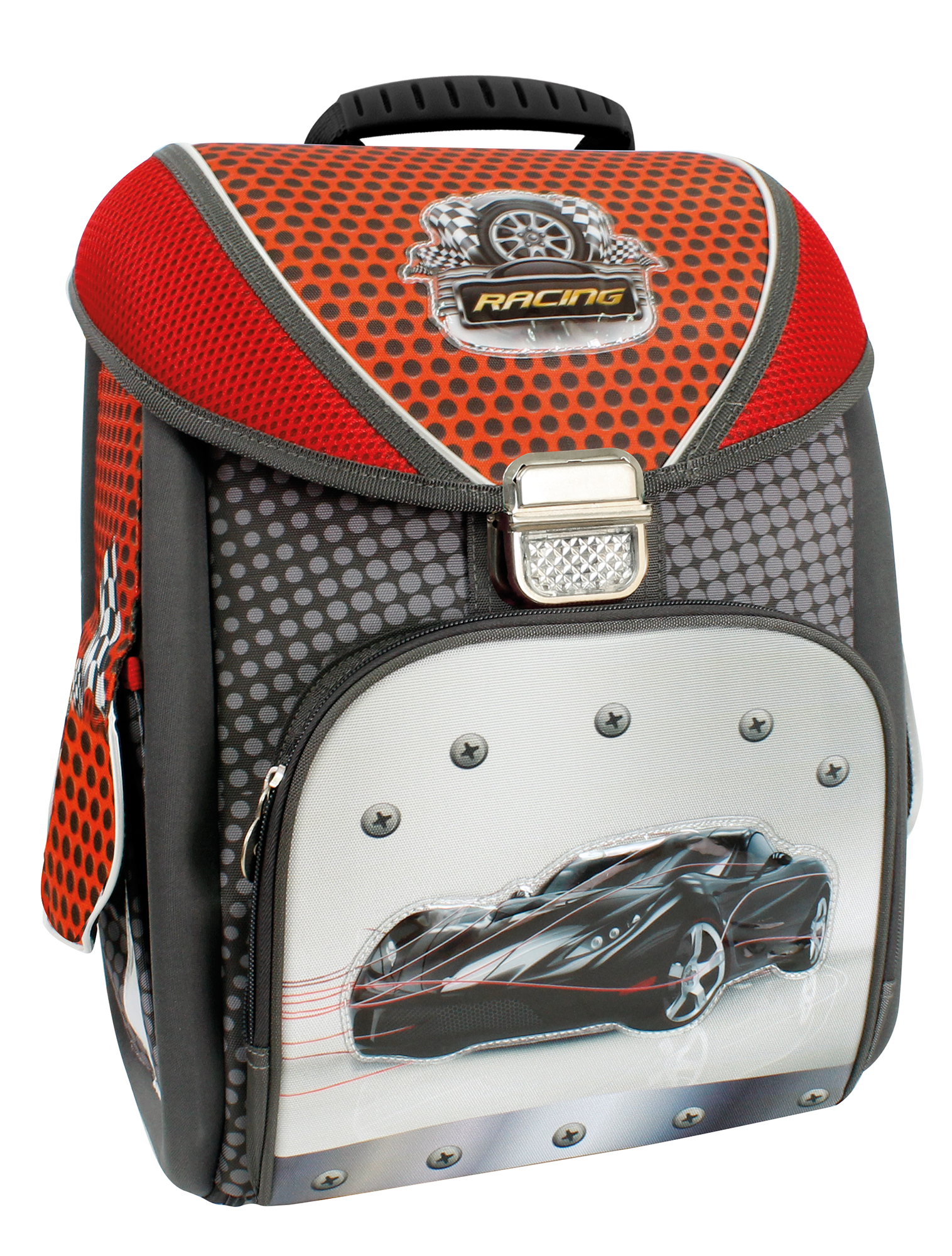 

Ранец школьный Cool For School Black Car 35.5x28x16.5 см 16-25 л серый-красный