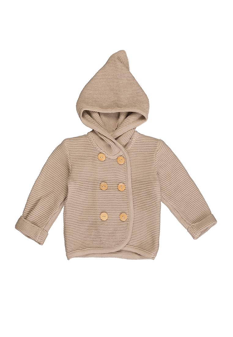 

Вязаная кофта с капюшоном на пуговках Mari-Knit 0770-2 р48 80см бежевый 60626