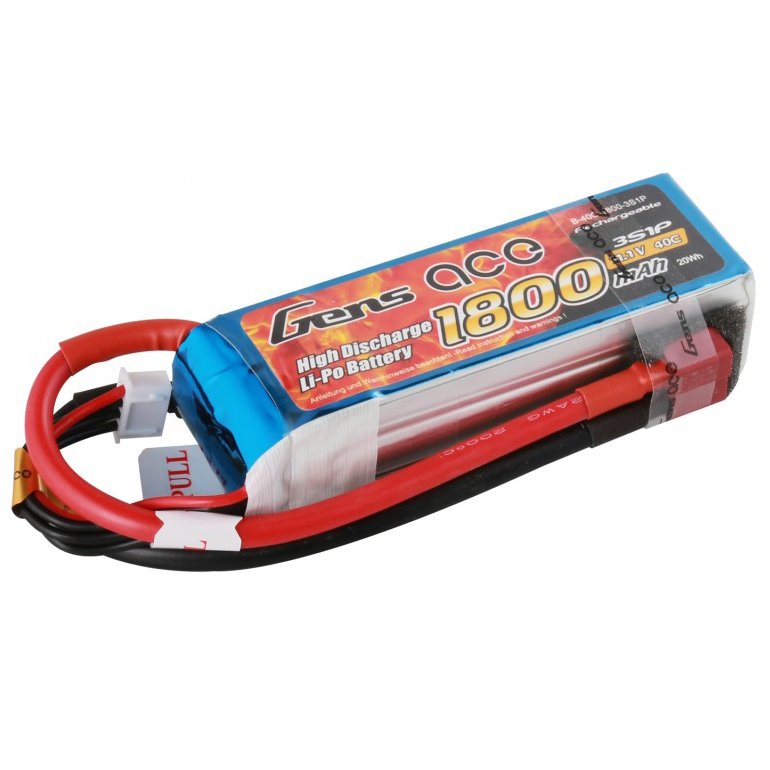 

Аккумулятор Gens Ace LiPO 11,1В 1800мАч 3S 40C 89х31х25мм 163,2г T-Plug (B-40C-1800-3S1P)
