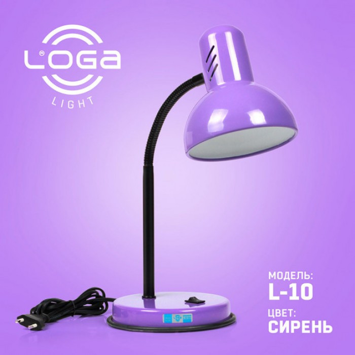 

Настольная лампа LOGA E27 с выключателем 33см от сети 220V Сиреневая