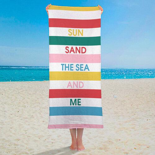 

Пляжное полотенце большое с принтом Sun sand the sea and me