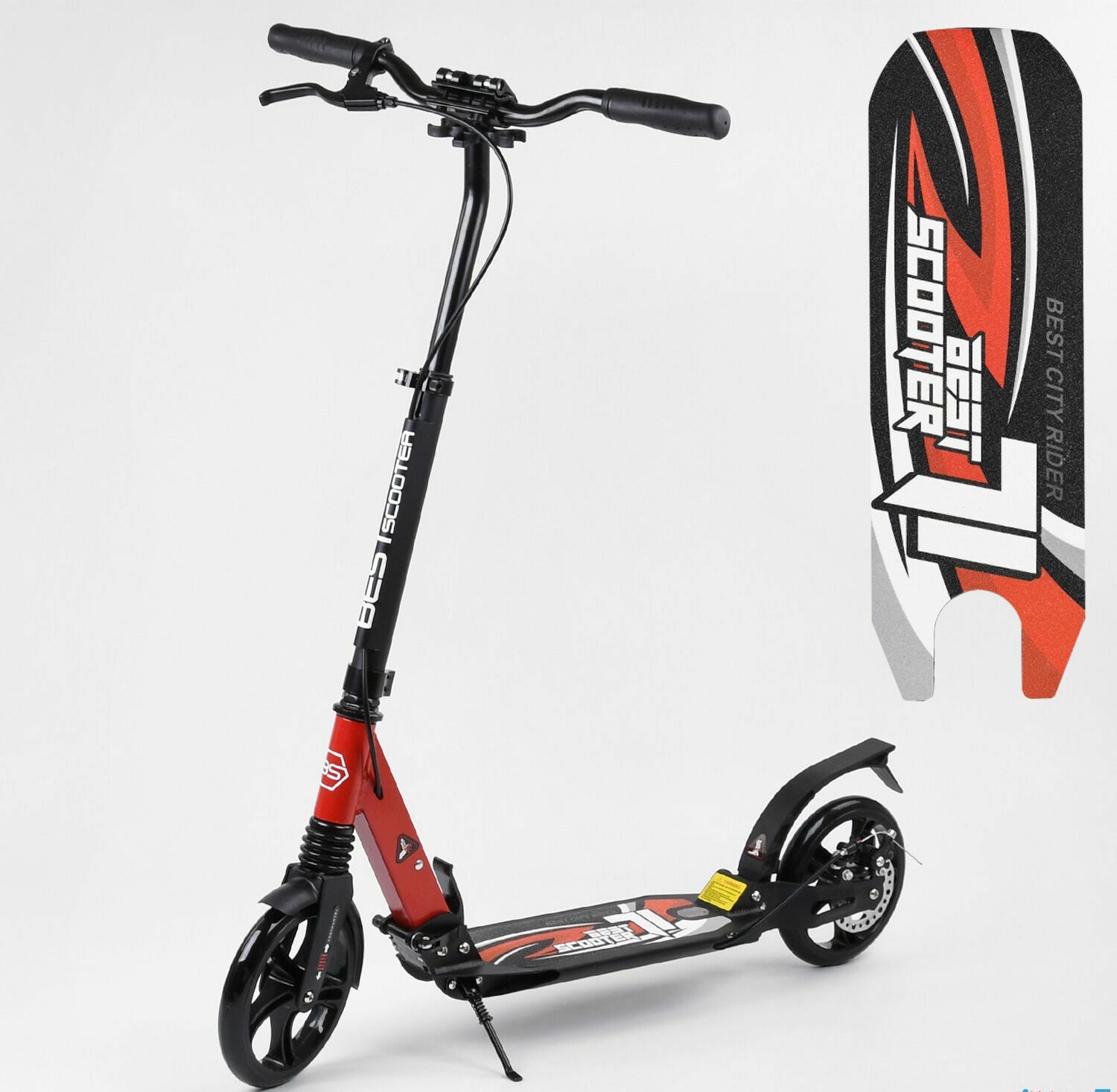 

Двухколесный самокат Best Scooter 41723 два амортизационных блока Дисковый тормоз Красный