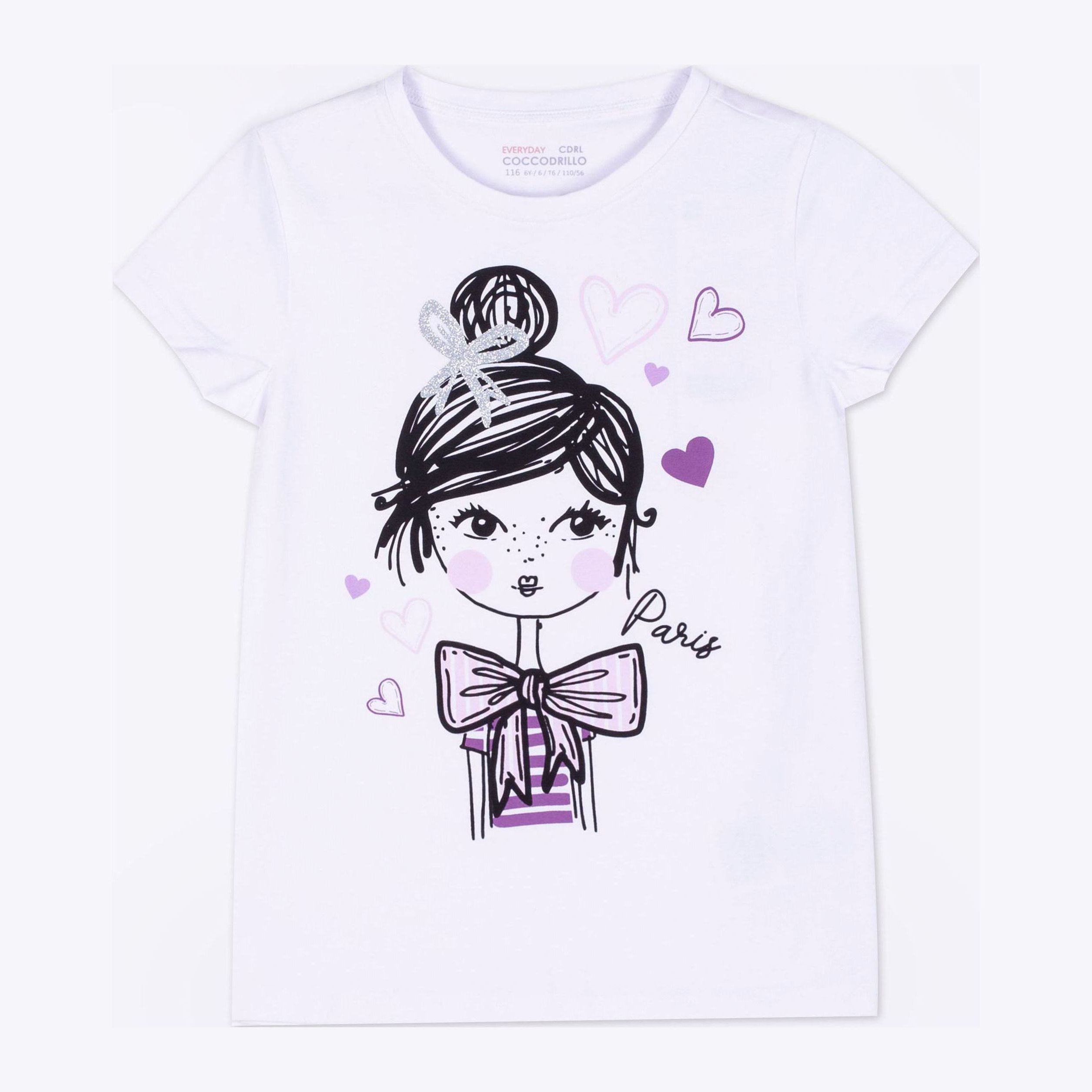 

Футболка Coccodrillo Everyday Dolls WC1143202EDL-001 122 см Белая