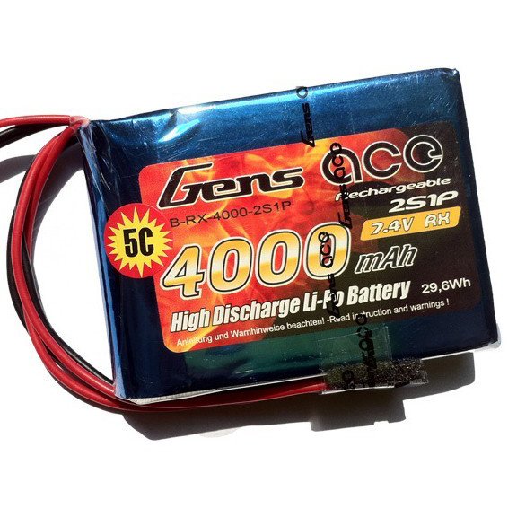 

Аккумулятор Gens Ace LiPO 7,4В 4000мАч 2S 1С 69х51х19мм 151г JST-EHR (B-RX-4000-2S1P)