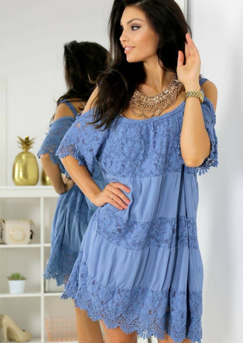 

Синее хлопкое платье Veles L/XL синий 43431026