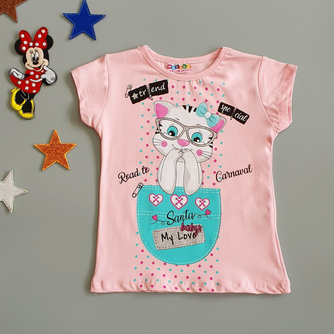 

Футболка "Котик" Hacali kids для девочки 86-92 см Розовая 18710