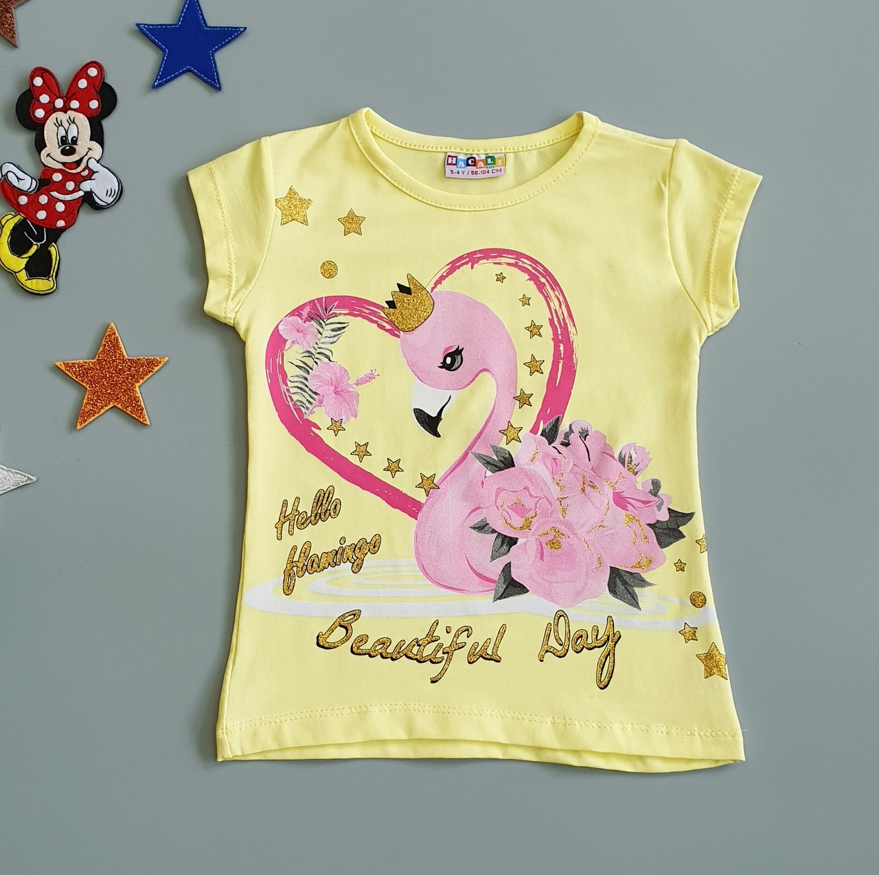 

Футболка "Фламинго" Hacali kids для девочки 122-28 см Желтая 18716