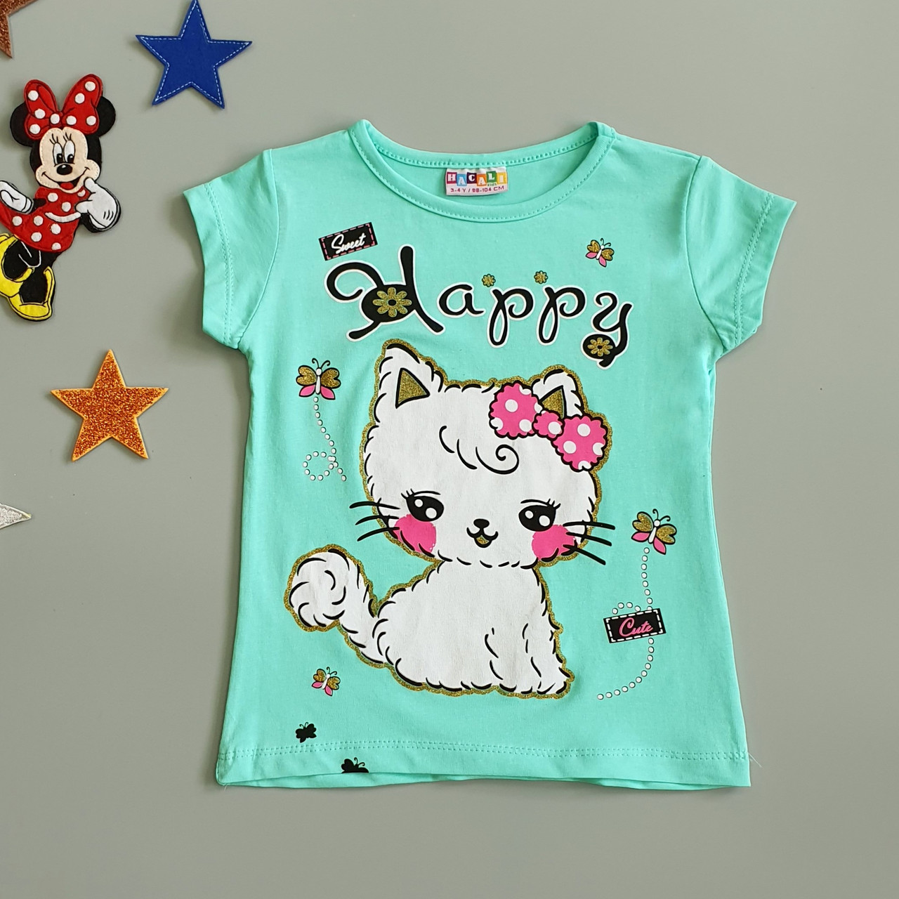 

Футболка "Котенок" Hacali kids для девочки 98-104 см Бирюзовая 18689