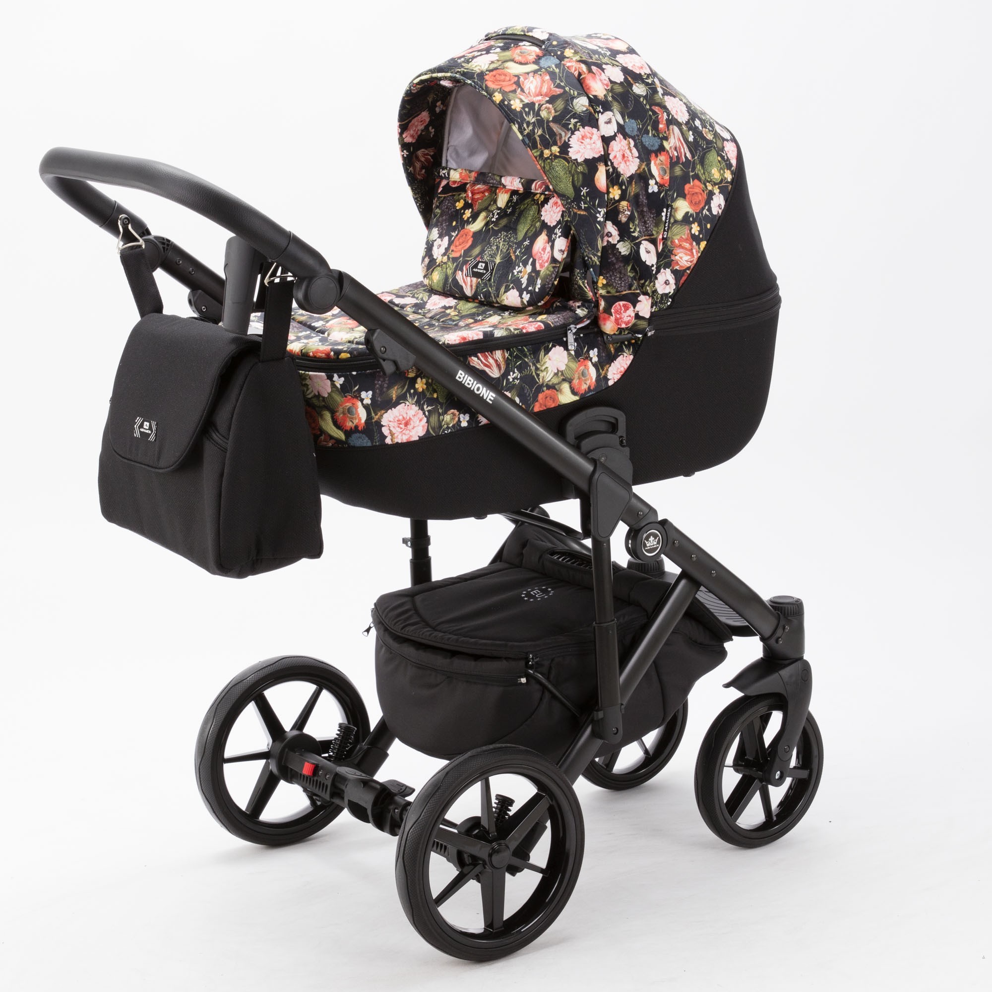 

Коляска Adamex Bibione FLOWERS 2 в 1 Черный