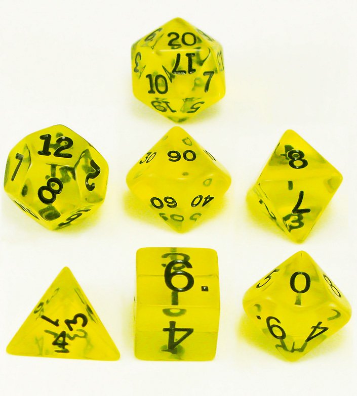

Koplow games Набор кубиков Кристалл d00, d4, d6, d8, d10, d12, d20 (желтый) (Dice Set Translucent Yellow)