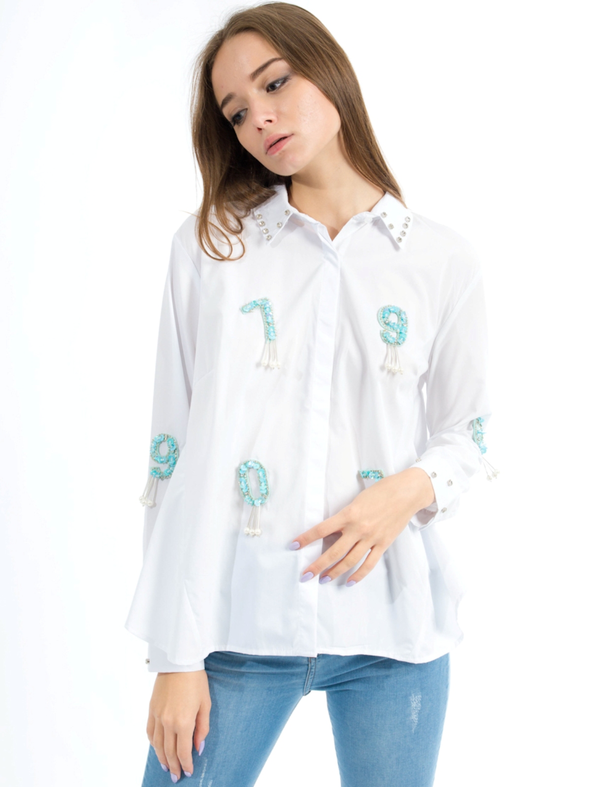 

Рубашка BEBE PLUS 22270  Белый, Рубашка BEBE PLUS 22270 L Белый