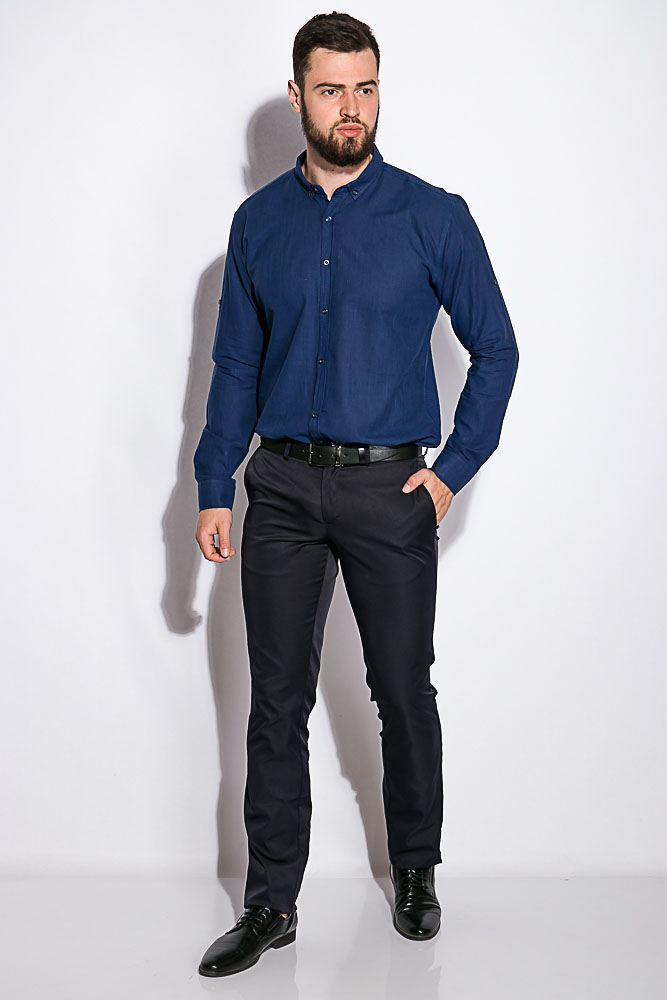 

Деловая однотонная рубашкка Time of Style 511F018 XXXL Темно-синий