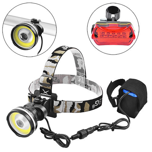

Велофонарь на лоб Police B031-COB LM STOP-5LED ЗУ 220V 4х18650 2хААА Box