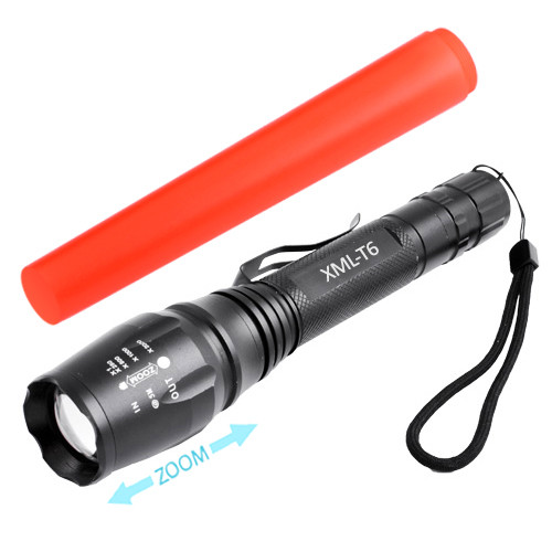 

Фонарь Police 8668-T6 ЗУ 220 2x186506xAAA zoom красный диффузор Box